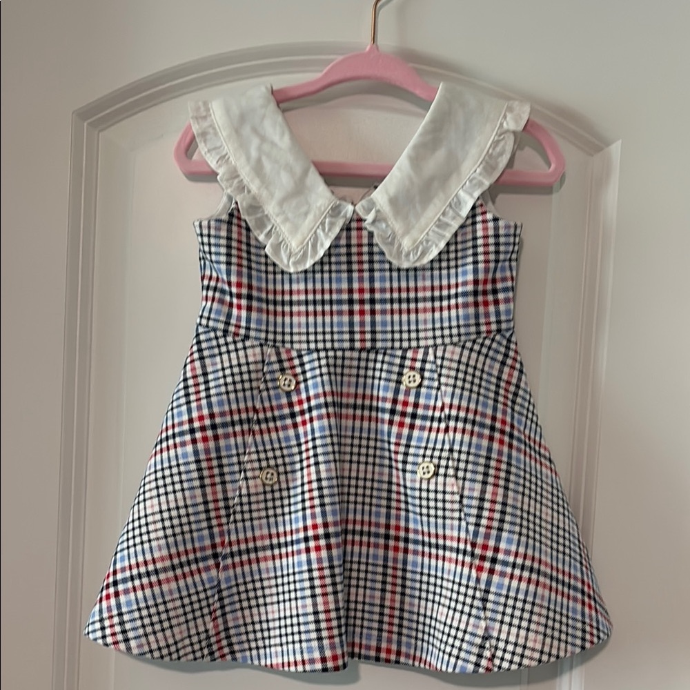 NWT Janie and Jack Plaid Dress with White Ruffled Collar